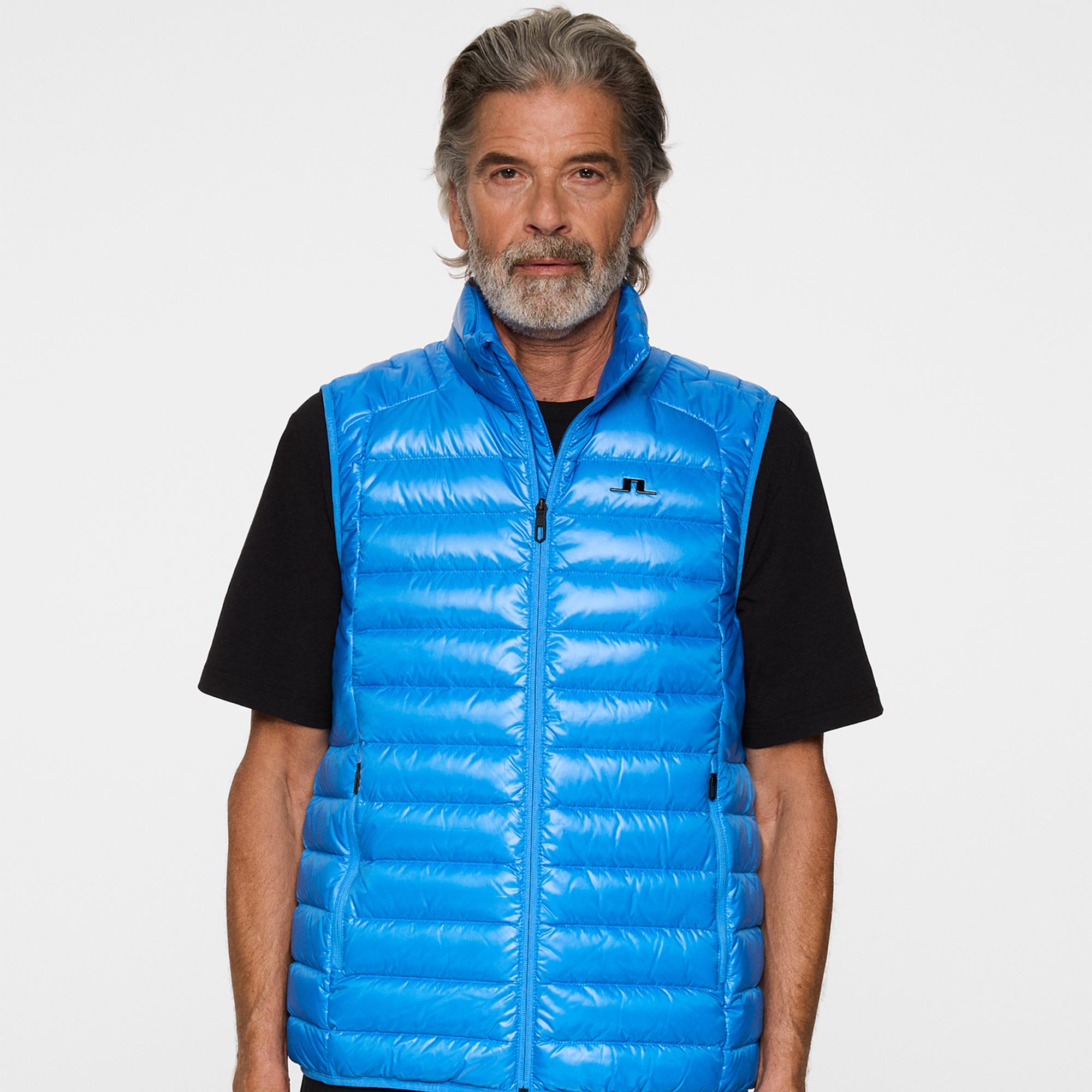 J Lindeberg Oden Light Down Mens Vest Sonic Blue